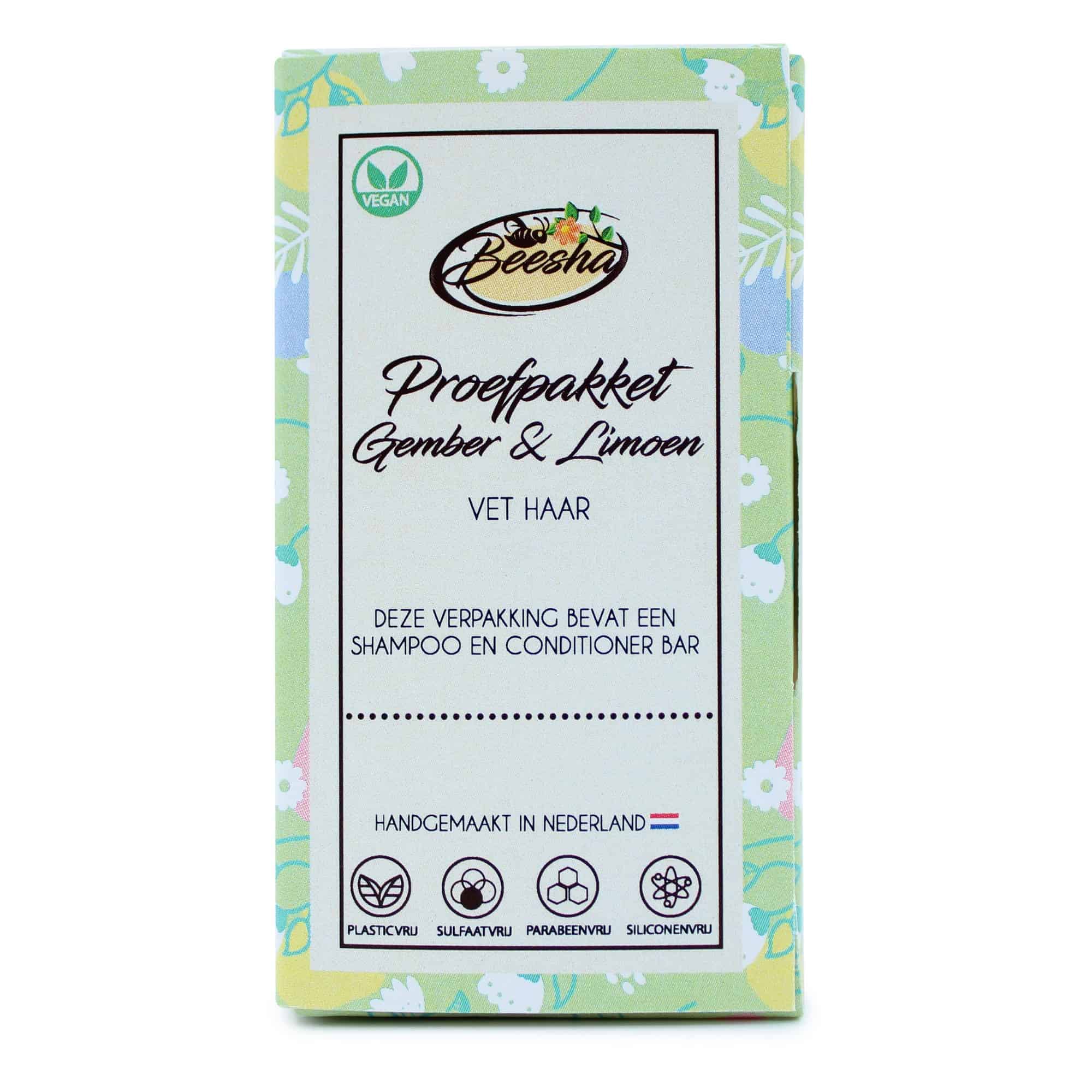 Beesha proefpakket Gember & Limoen duo met shampoo bar en conditioner bar