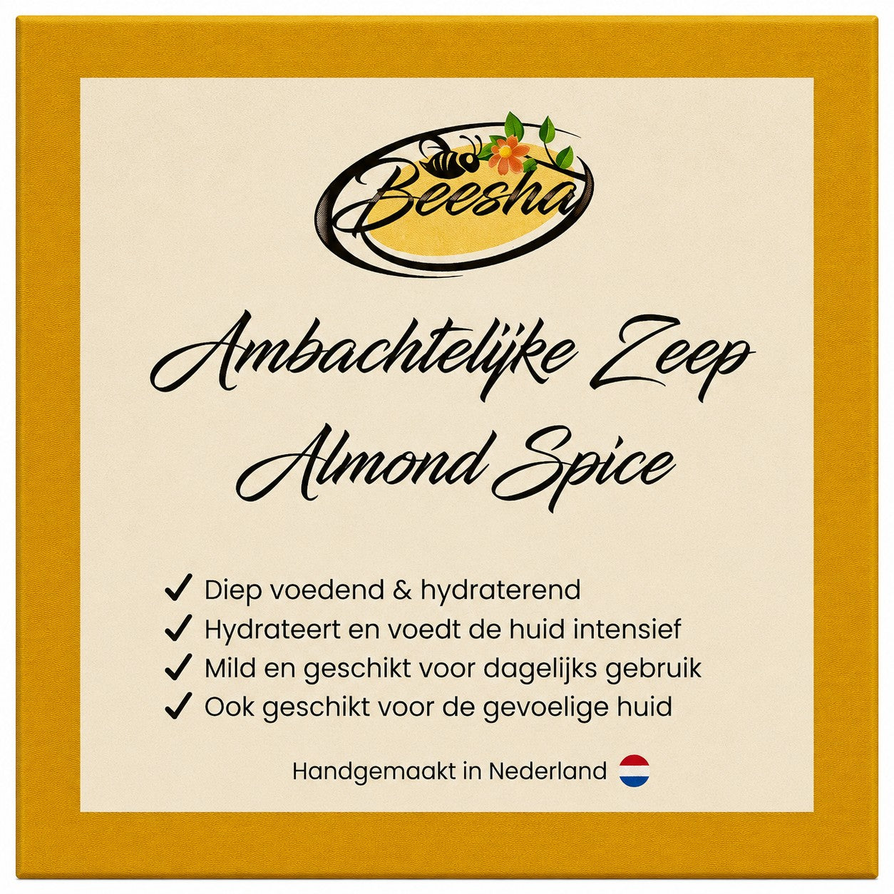 Beesha ambachtelijke zeep Almond Spice — handgemaakte zeep in doosje