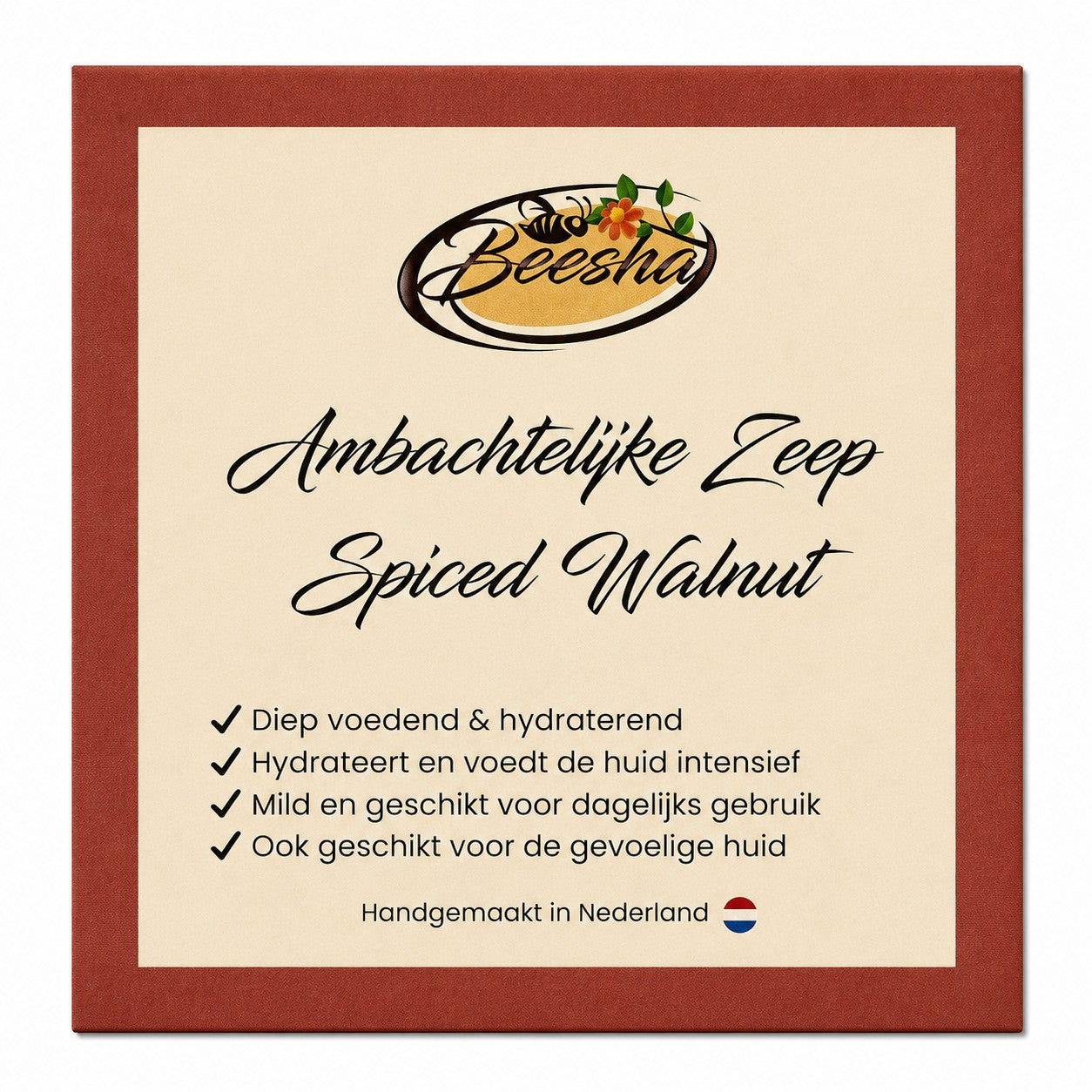 Beesha ambachtelijke zeep Spiced Walnut — handgemaakte zeep in doosje