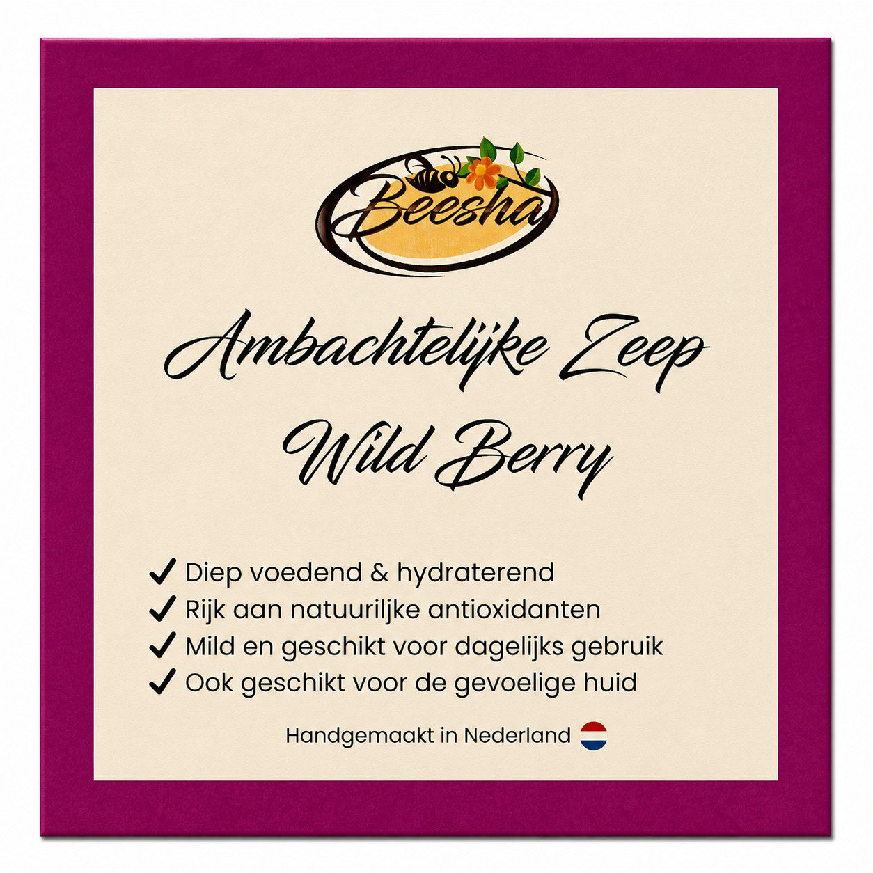 Beesha ambachtelijke zeep Wild Berry — handgemaakte zeep in doosje