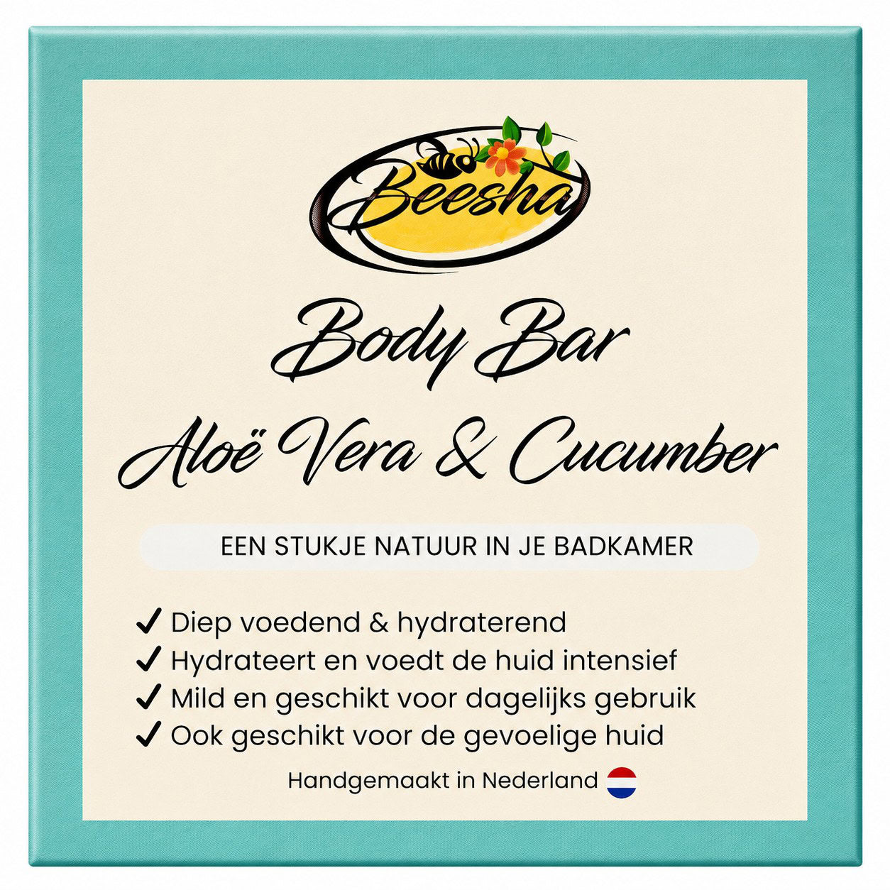 Beesha Body Bar Aloë Vera & Cucumber — vaste bodywash in doosje