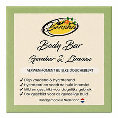 Beesha Body Bar Gember & Limoen — vaste bodywash in doosje
