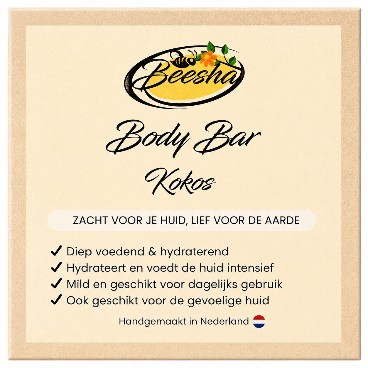 Beesha Body Bar Kokos — vaste bodywash in doosje