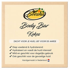Beesha Body Bar Kokos — vaste bodywash in doosje