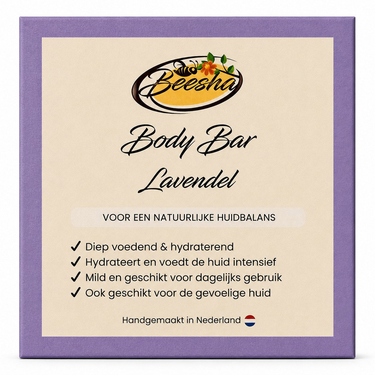 Beesha Body Bar Lavendel — vaste bodywash in doosje