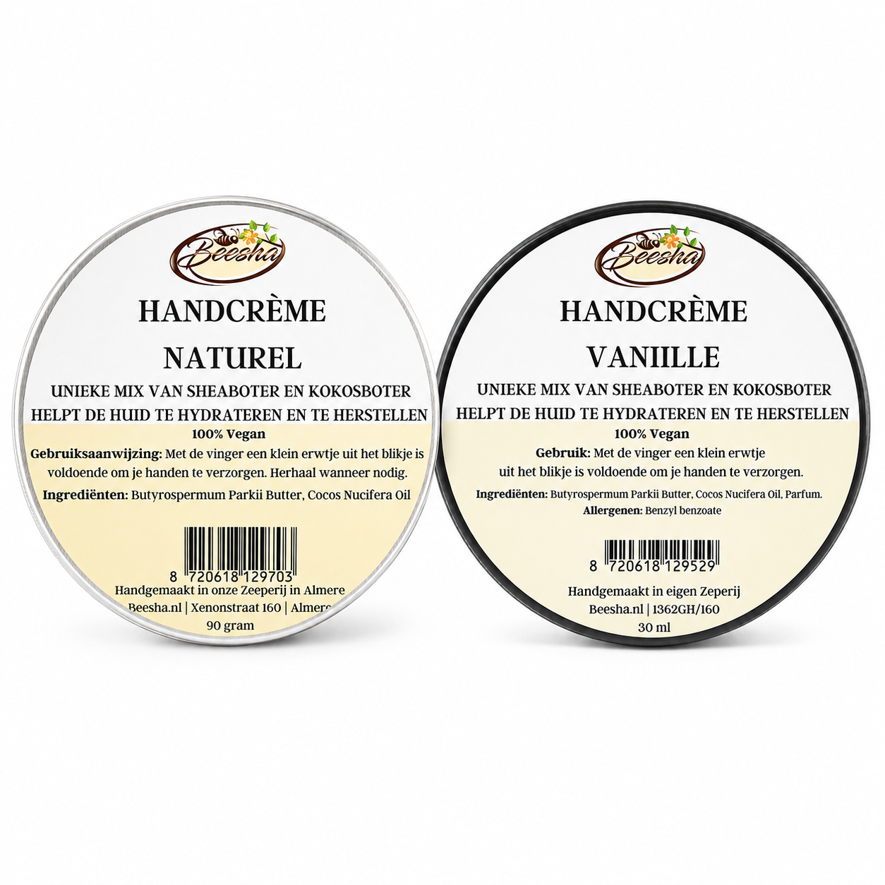 Beesha bundel met 2 handcrèmes, voordeelset natuurlijke handcrème