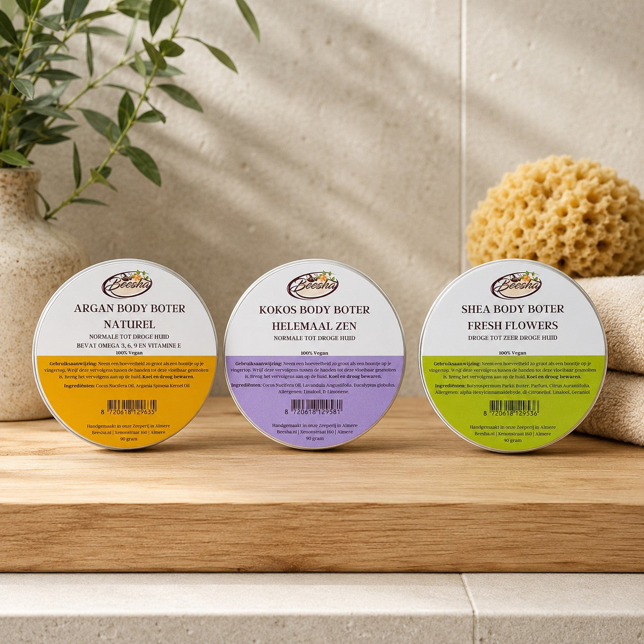Beesha bundel met 3 body boters naar keuze, voordeelset body butter