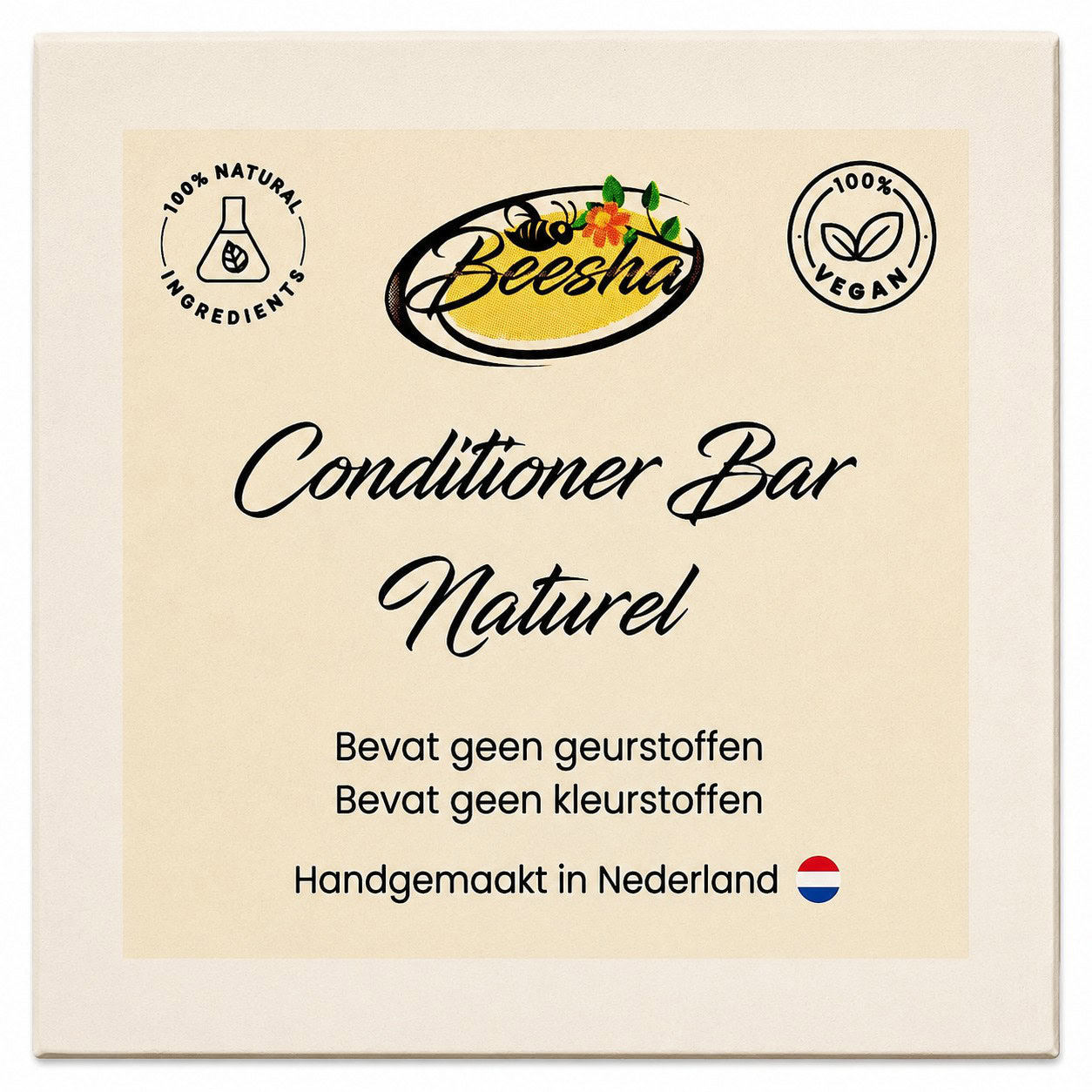 Beesha Conditioner Bar Naturel — vaste conditioner zonder parfum in doosje