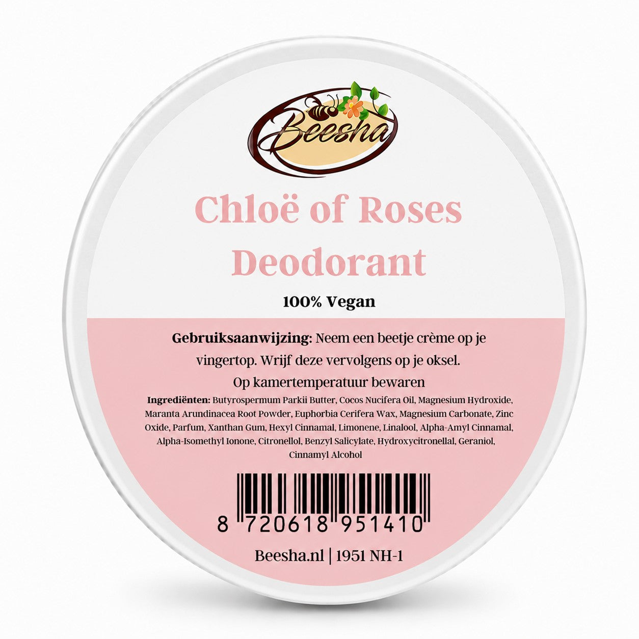 Beesha natuurlijke deodorant Chloe of Roses in blikje