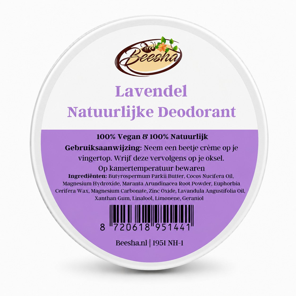 Beesha natuurlijke deodorant Lavendel in blikje