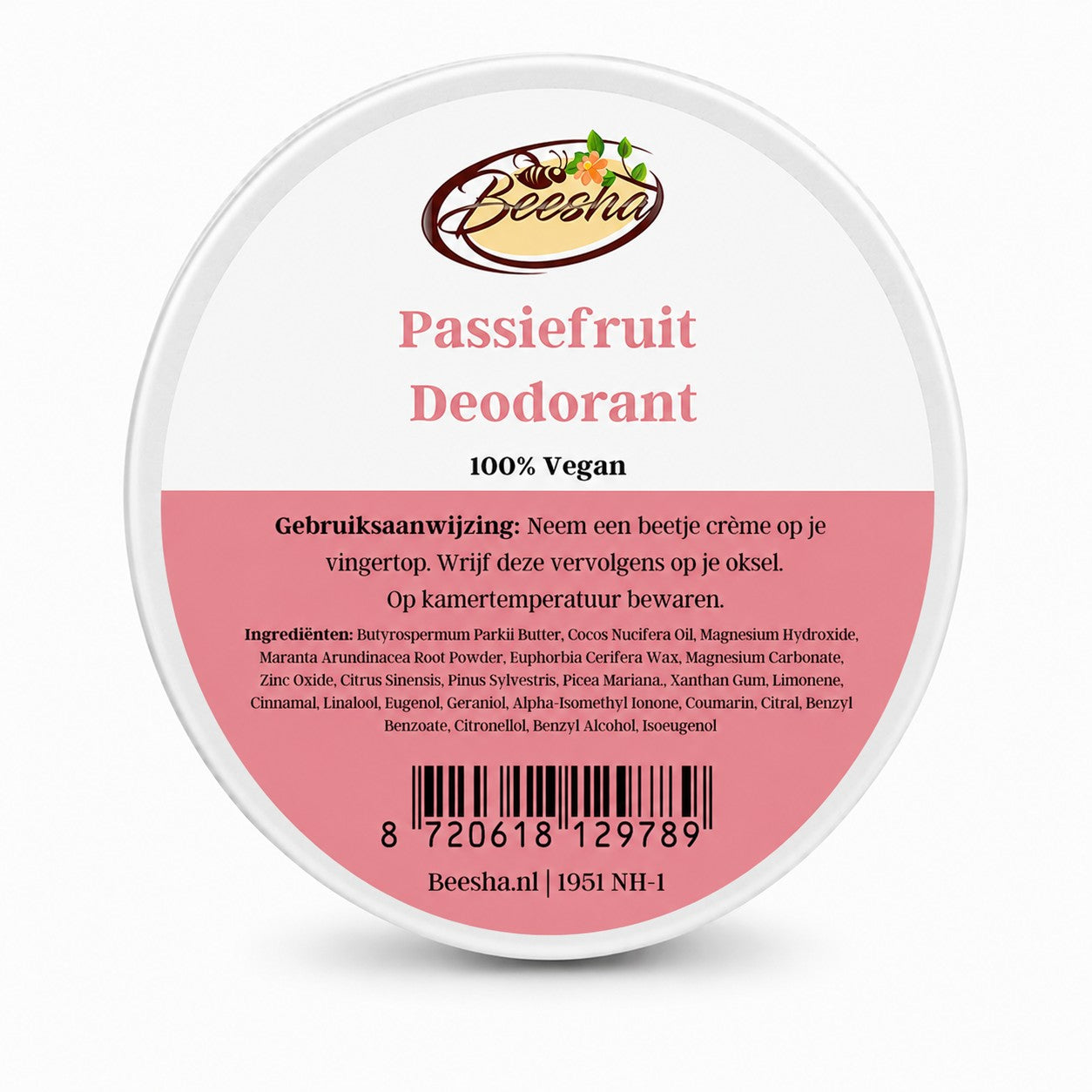 Beesha natuurlijke deodorant Passiefruit in blikje
