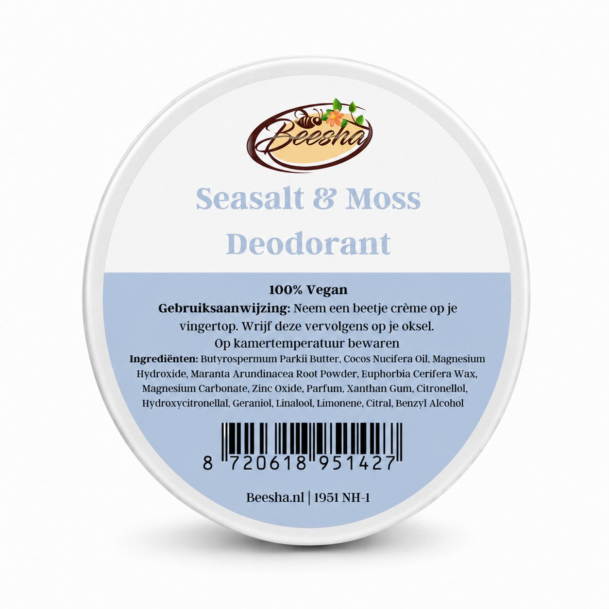 Beesha natuurlijke deodorant Seasalt & Moss in blikje