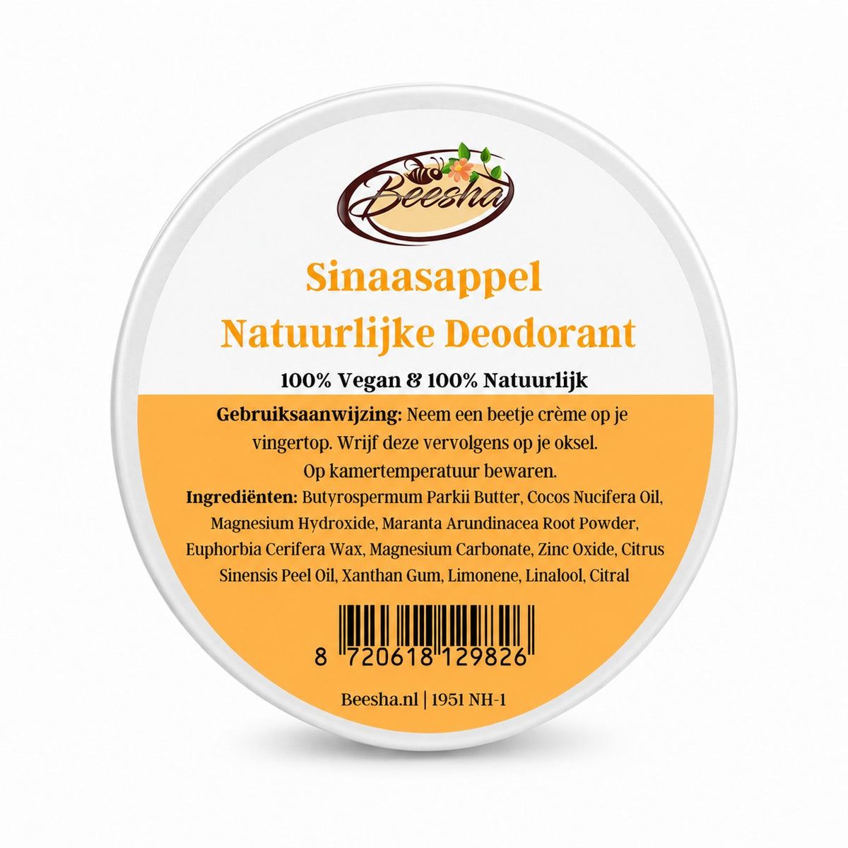 Beesha natuurlijke deodorant Sinaasappel in blikje