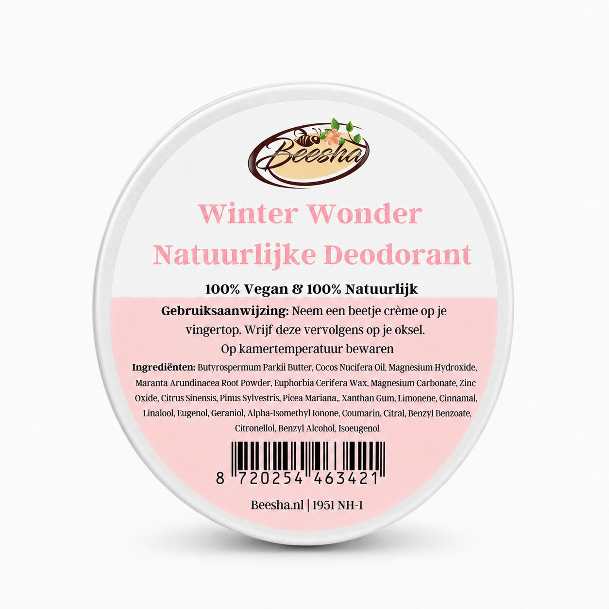 Beesha natuurlijke deodorant Winter Wonder in blikje