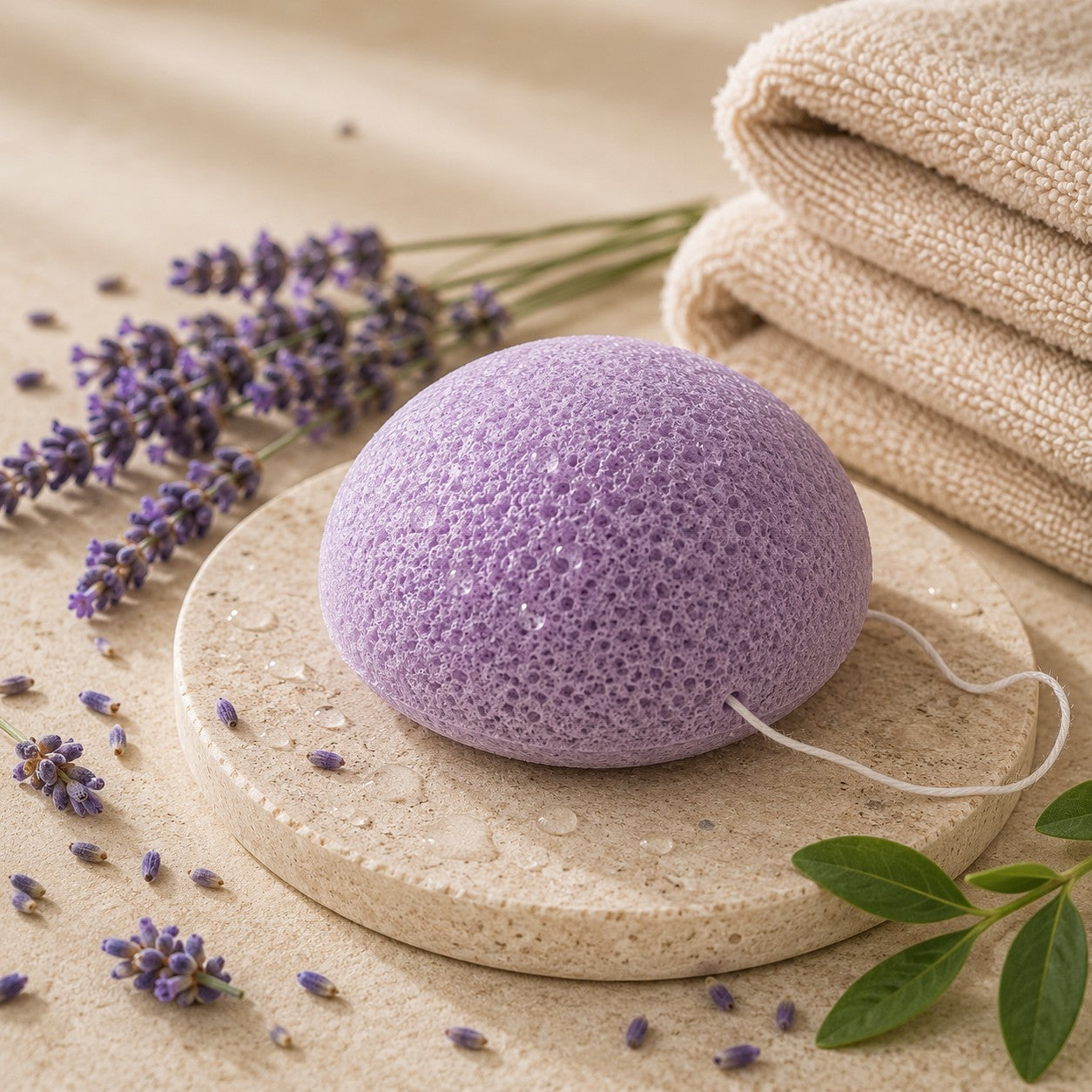 Sfeerfoto van de Beesha konjac spons Lavendel