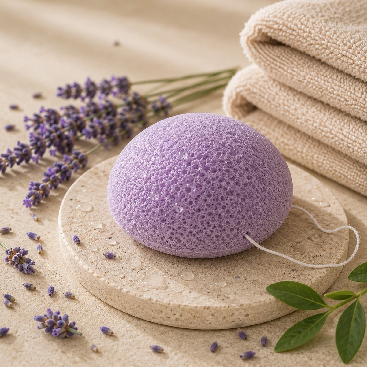 Sfeerfoto van de Beesha konjac spons Lavendel