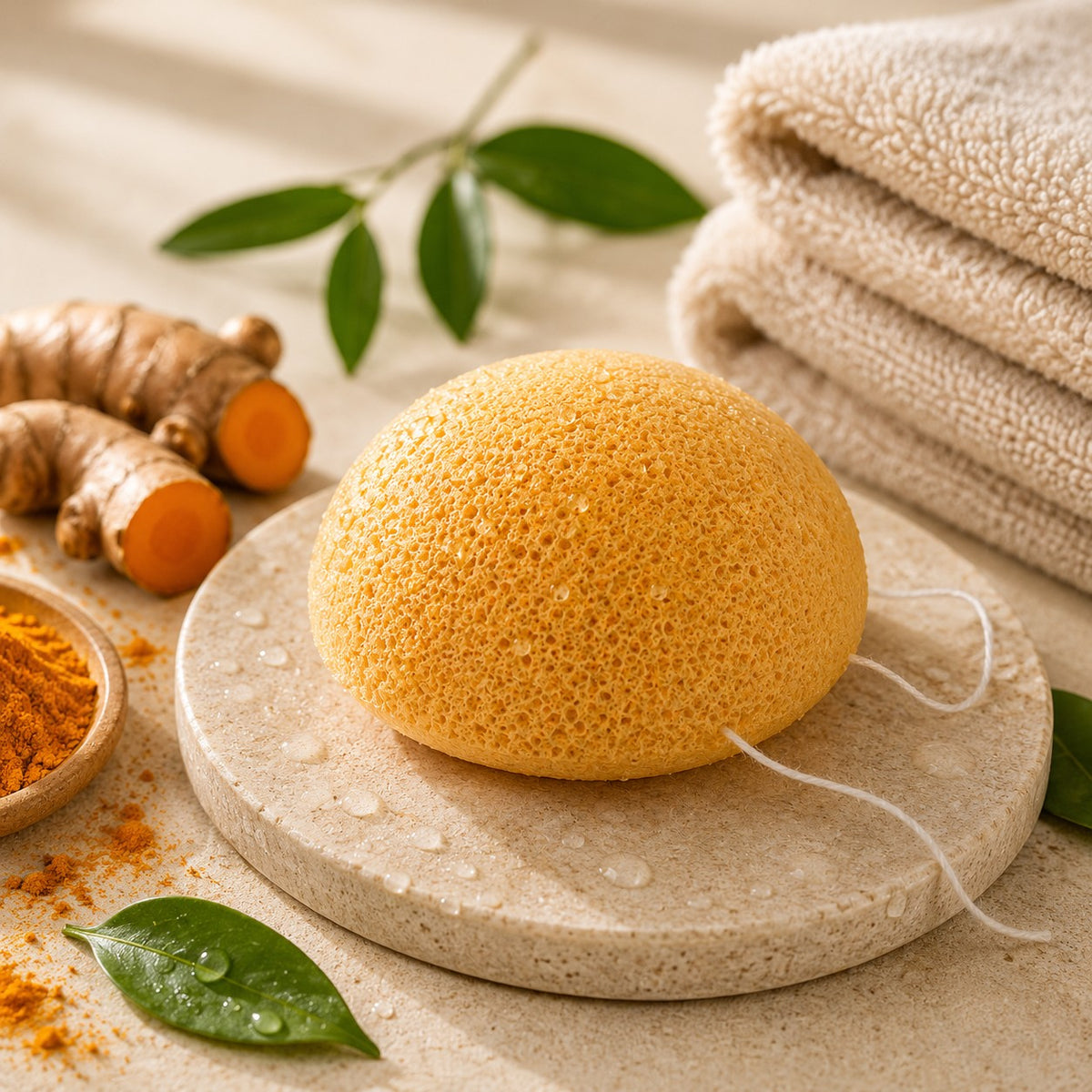Sfeerfoto van de Beesha konjac spons Turmeric