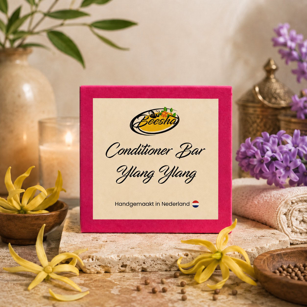 Sfeerfoto van Beesha Conditioner Bar Ylang Ylang, vaste conditioner