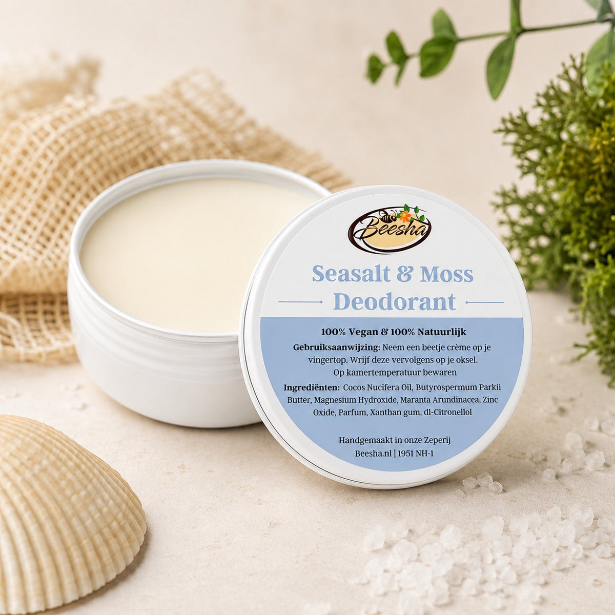 Sfeerfoto van Beesha deodorant Seasalt & Moss