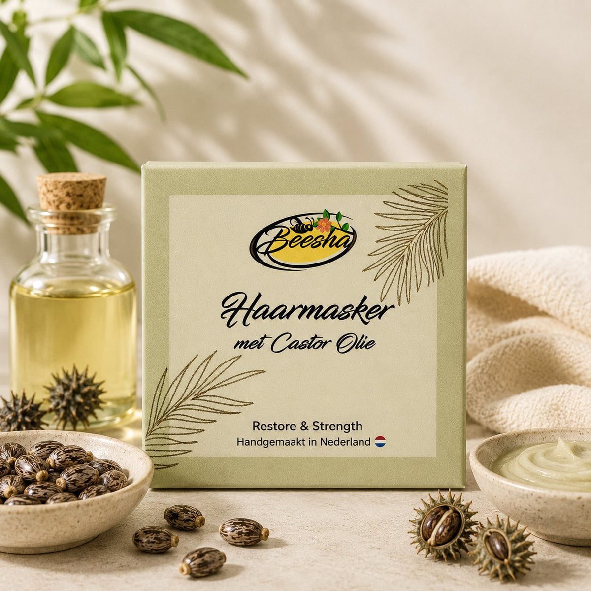 Sfeerfoto van Beesha Haarmasker Restore & Strength