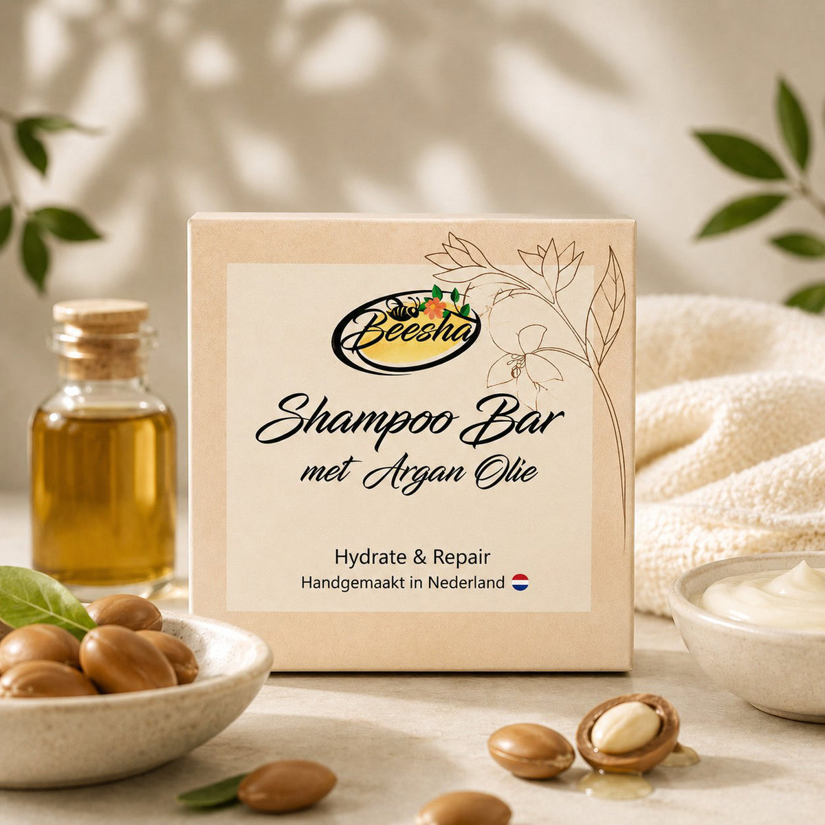 Sfeerfoto van Beesha Shampoo Bar Hydrate & Repair, vaste shampoo