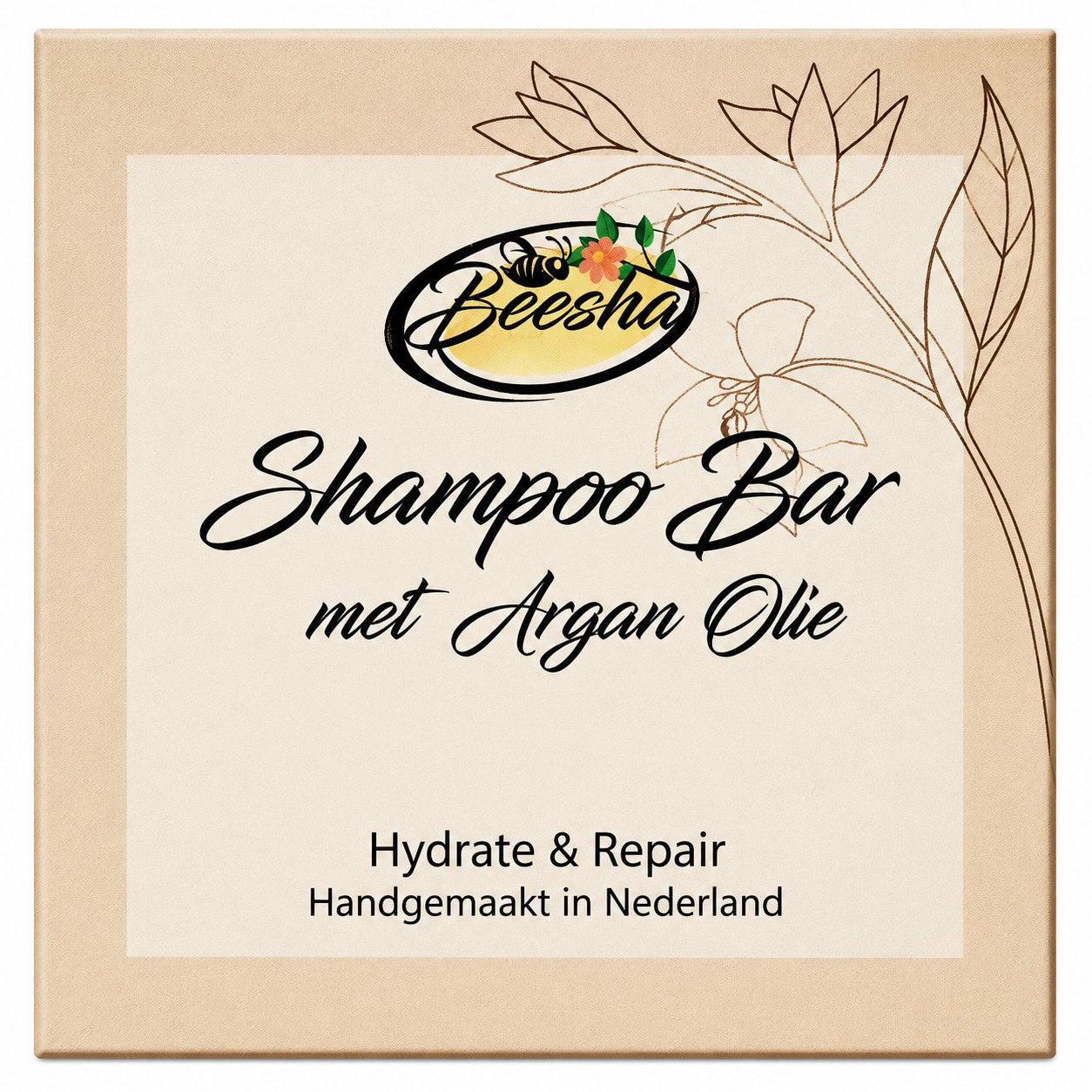 Beesha Shampoo Bar Hydrate & Repair — vaste shampoo met arganolie in doosje