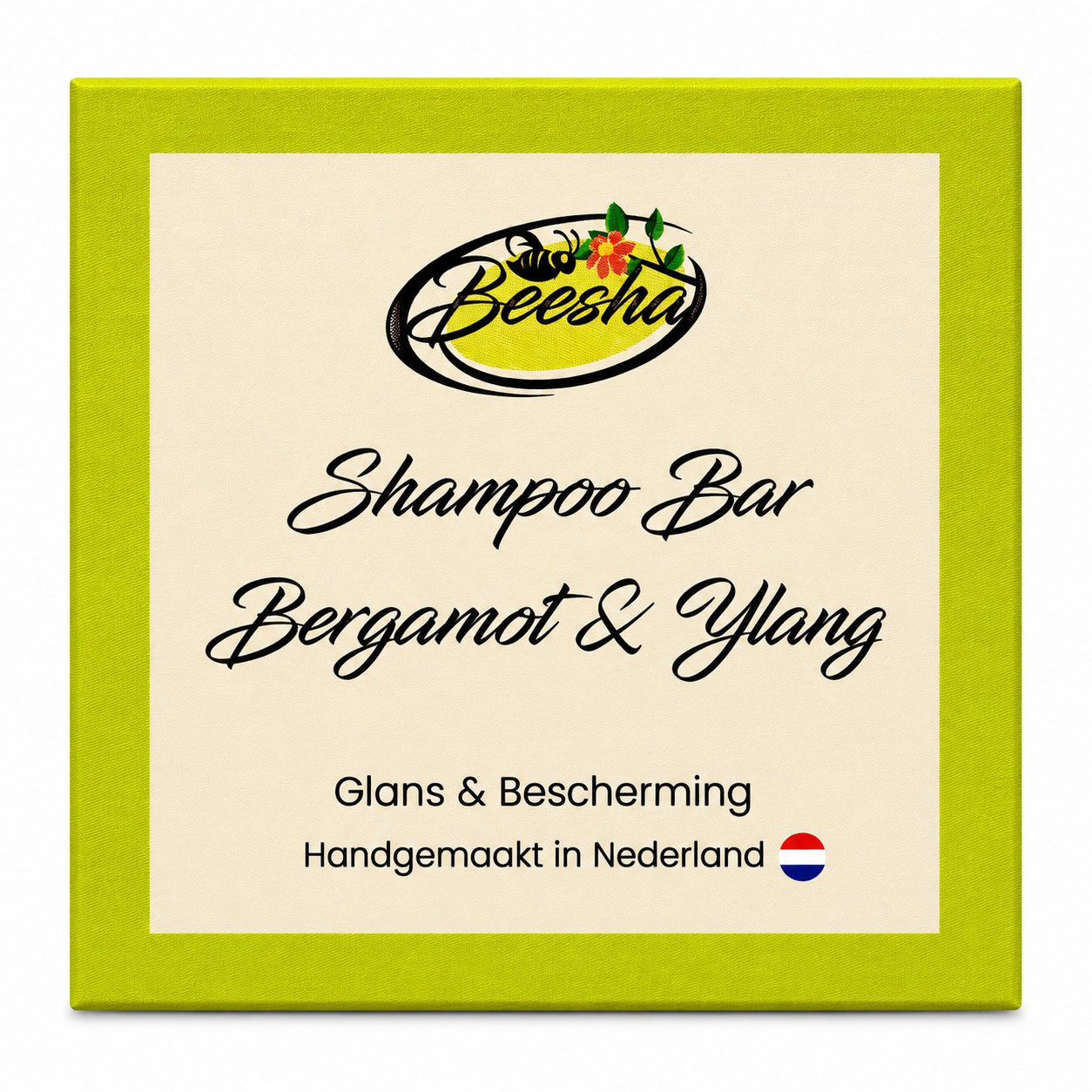 Beesha Shampoo Bar Bergamot & Ylang — vaste shampoo in doosje