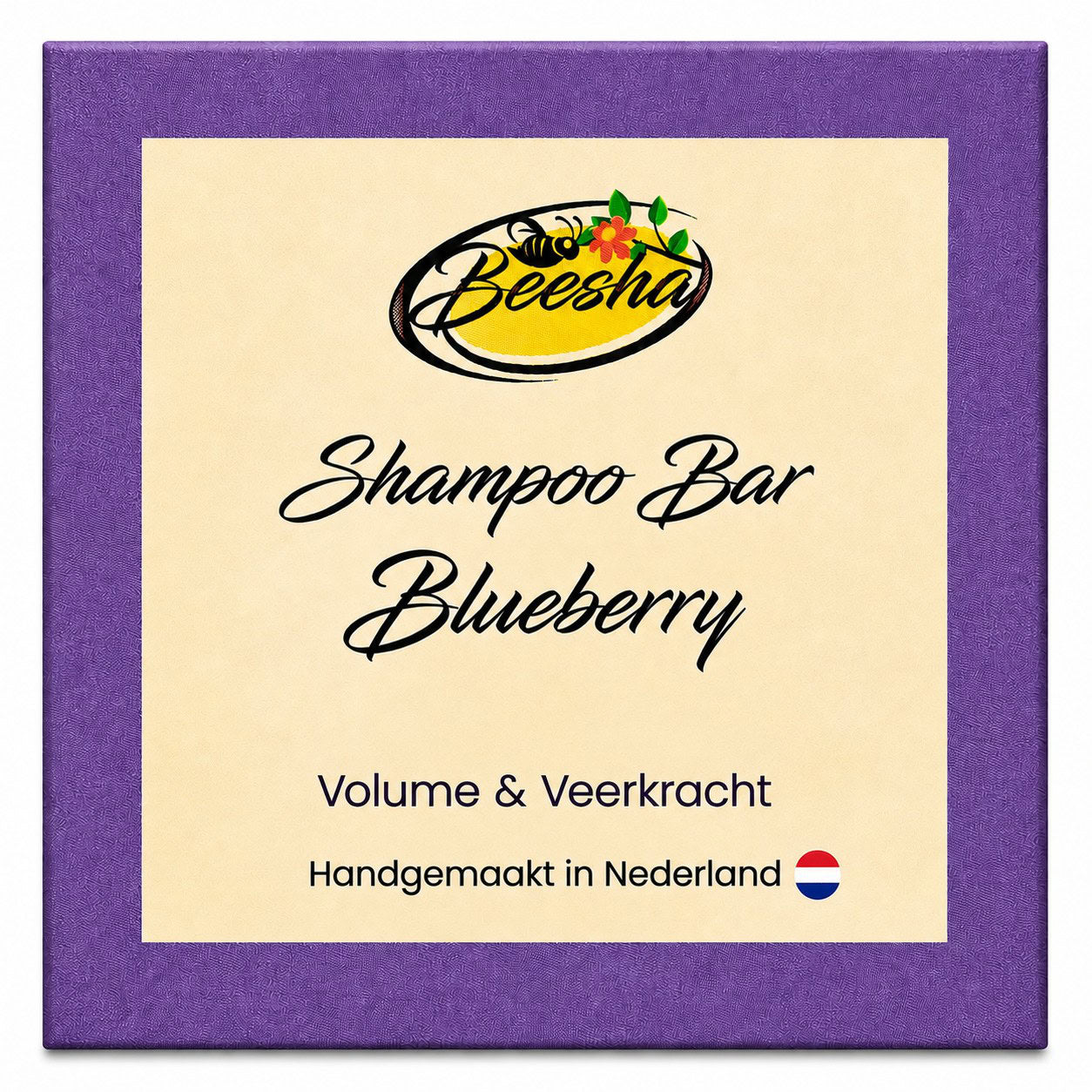 Beesha Shampoo Bar Blueberry — vaste shampoo in doosje