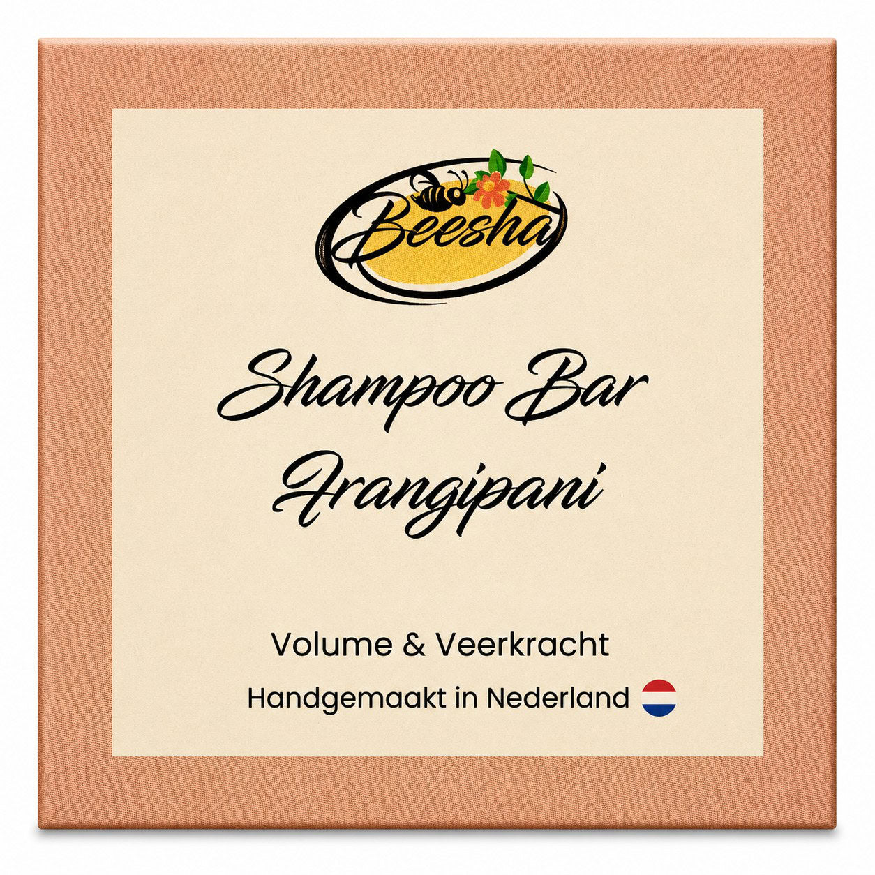 Beesha Shampoo Bar Frangipani — vaste shampoo in doosje