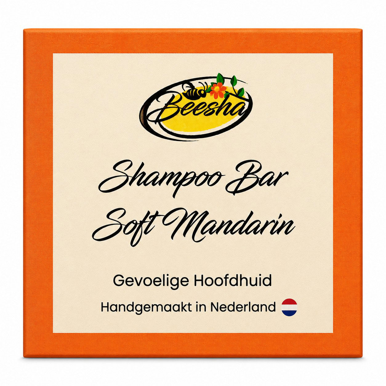 Beesha Shampoo Bar Soft Mandarin — vaste shampoo in doosje