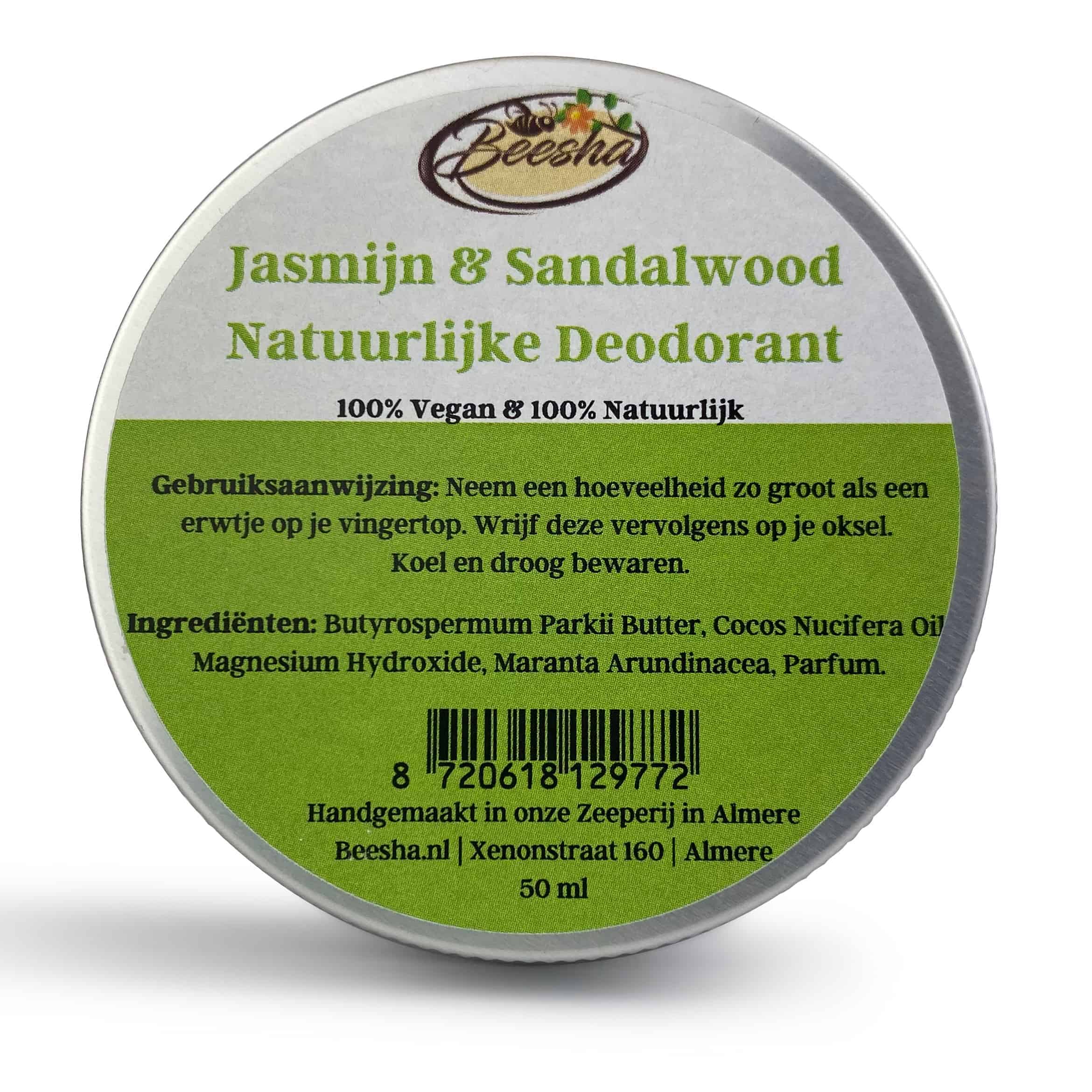 Beesha Natuurlijke Deodorant Jasmijn Sandalwood